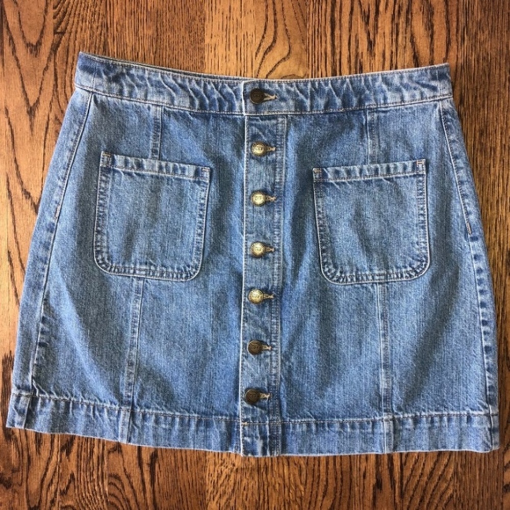 Loft Button Front Denim Mini Skirt